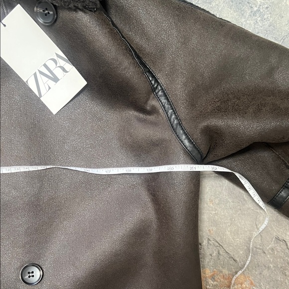 NWT Zara chocolate Brown reversable Coat - Picture 5 of 10